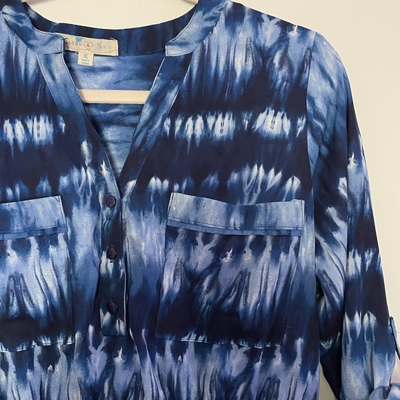 Cloud & Sky Blue Tie Dye  Shirt Dress Women's XL G44 - Picture 5 of 9